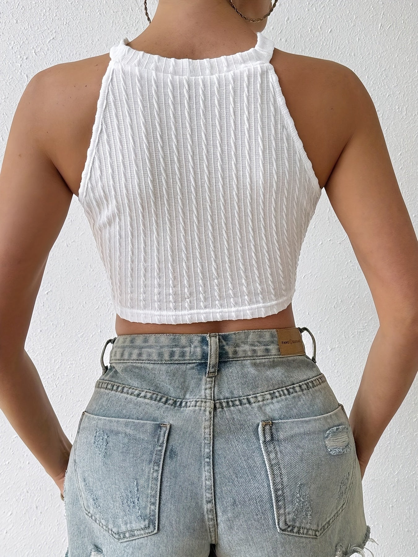 Chic Summer French-Inspired Women's Sleeveless Tank Top with Lace Detail - Solid Color, Knit Fabric, Machine Washable